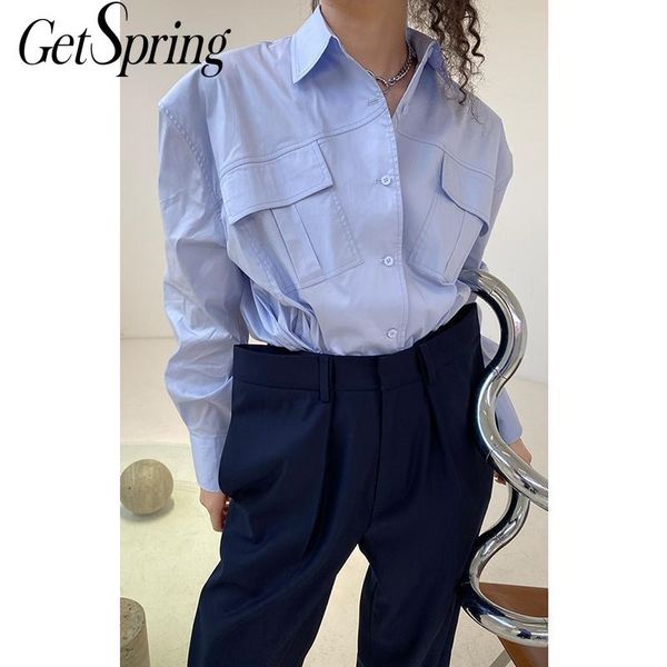getspring women blouse cotton blue shirt long sleeve loose shirts boyfriend lady 2ways wearing 210601, White
getspring women blouse cotton blue shirt long sleeve loose shirts boyfriend lady 2ways wearing 210601, White