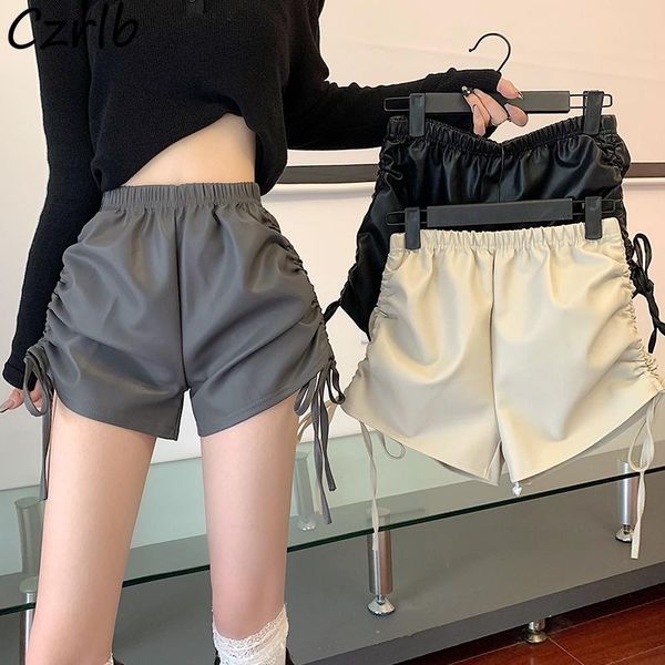 women's shorts shirring pu chic women high waist ulzzang street style clothes trendy female party all-match ins harajuku girls, White;black
women's shorts shirring pu chic women high waist ulzzang street style clothes trendy female party all-match ins harajuku girls, White;black