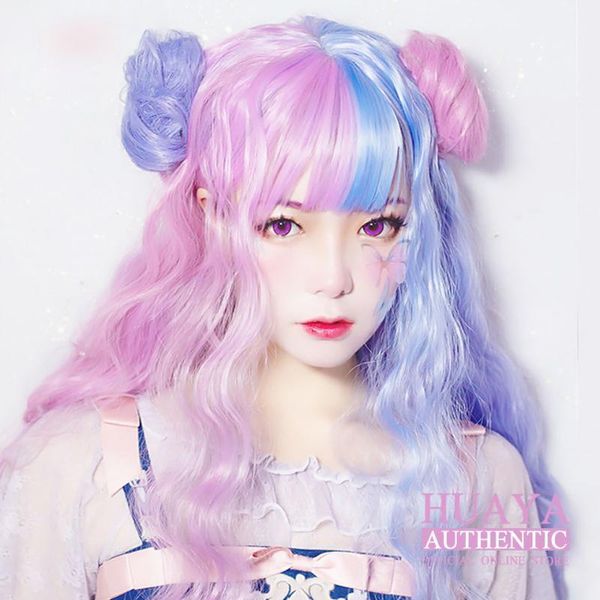 girl's long wavy curly hair heat resistant fiber synthetic wig with bangs lolita anime cosplay half blue pink1, Black
girl's long wavy curly hair heat resistant fiber synthetic wig with bangs lolita anime cosplay half blue pink1, Black