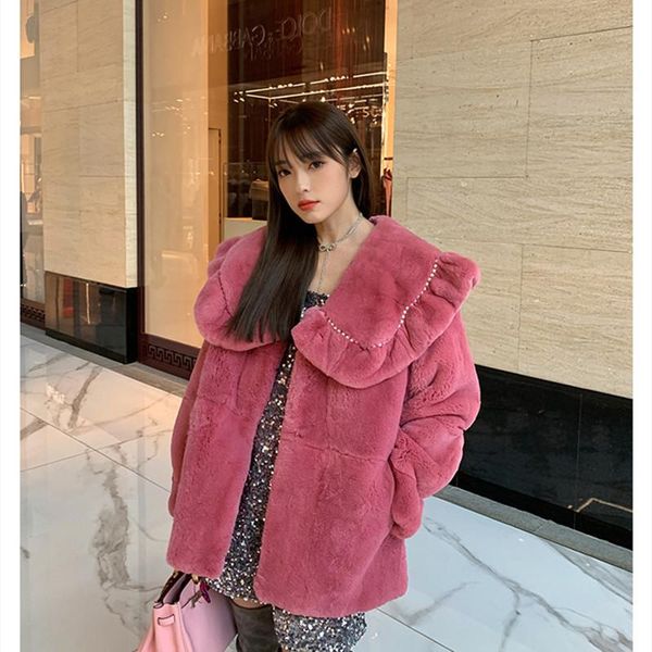 women's fur & faux 2021 autumn and winter women sweet japanese style doll collar girl real rex hair coat female short parka, Black
women's fur & faux 2021 autumn and winter women sweet japanese style doll collar girl real rex hair coat female short parka, Black