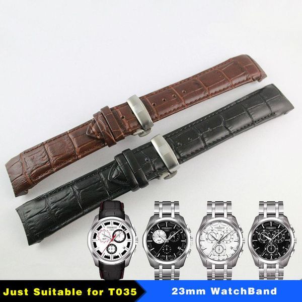 watch bands 23mm (buckle 20mm) t035617a t035439 silver butterfly buckle + brown black genuine leather curved end watchband, Black;brown
watch bands 23mm (buckle 20mm) t035617a t035439 silver butterfly buckle + brown black genuine leather curved end watchband, Black;brown