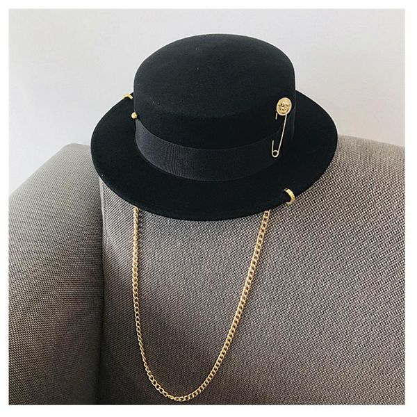 wide brim hats fedora for women dress men black panama hat spring solid color single side wool felt jazz, Blue;gray
wide brim hats fedora for women dress men black panama hat spring solid color single side wool felt jazz, Blue;gray