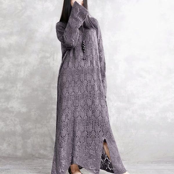 casual dresses spring women's openwork irregular long-sleeved knit dress s51, Black;gray
casual dresses spring women's openwork irregular long-sleeved knit dress s51, Black;gray