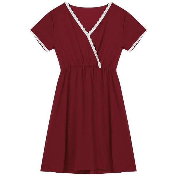casual for pregnant women v neck short sleeve nursing dresses lace trimming pleated maternity dress nightgown breastfeeding, White
casual for pregnant women v neck short sleeve nursing dresses lace trimming pleated maternity dress nightgown breastfeeding, White