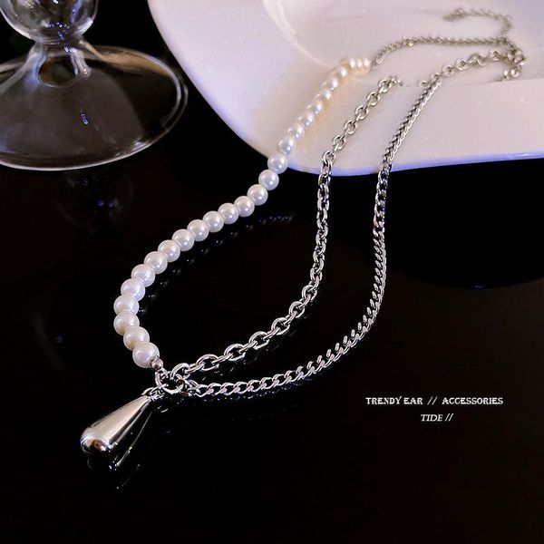 pendant necklaces fashion asymmetrical design pearl titanium steel necklace for women water drop female elegant clavicle chain, Silver
pendant necklaces fashion asymmetrical design pearl titanium steel necklace for women water drop female elegant clavicle chain, Silver