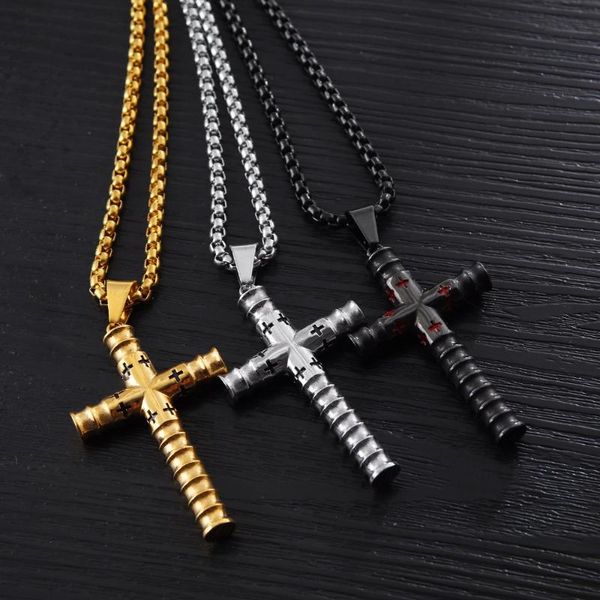 chokers fashion personality stainless steel classic cool cross necklace for men titanium pendant factory price, Golden;silver
chokers fashion personality stainless steel classic cool cross necklace for men titanium pendant factory price, Golden;silver