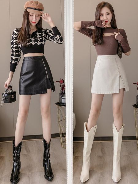 skirts 2021 fashion irregular slit skirt women autumn and winter tide high waist black short a-line dq1256
skirts 2021 fashion irregular slit skirt women autumn and winter tide high waist black short a-line dq1256