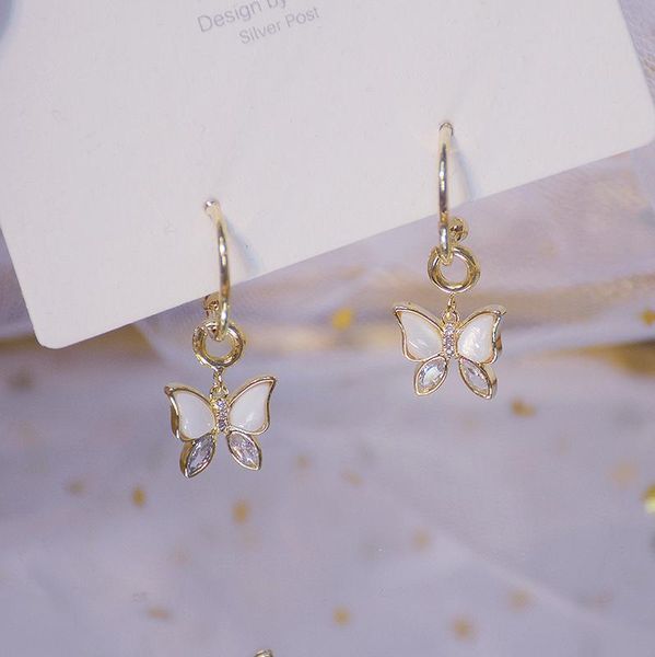 14k real gold shell butterfly drop earrings delicate jewelry cubic zircon cz dangle for women & chandelier, Silver
14k real gold shell butterfly drop earrings delicate jewelry cubic zircon cz dangle for women & chandelier, Silver