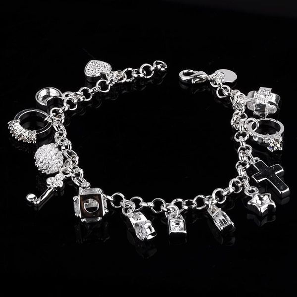 other bracelets arrivial women sweet 13 pendants rings hearts cross star silver plated hand chain fashion jewelry for gift, Golden;silver
other bracelets arrivial women sweet 13 pendants rings hearts cross star silver plated hand chain fashion jewelry for gift, Golden;silver