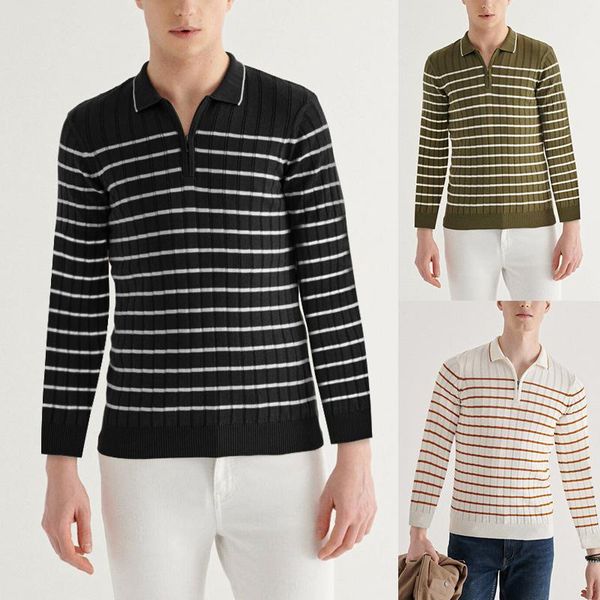 men's sweaters men clothing 2021 european american style striped casual zipper sweater fashion long-sleeved lapel knitted, White;black
men's sweaters men clothing 2021 european american style striped casual zipper sweater fashion long-sleeved lapel knitted, White;black