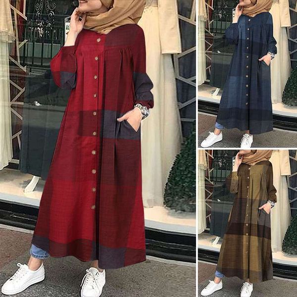 turkey kaftan muslim dress women vintage plaid cheed sundress autumn long sleeve robe femme vestidos loose long dresses baggy, Red
turkey kaftan muslim dress women vintage plaid cheed sundress autumn long sleeve robe femme vestidos loose long dresses baggy, Red
