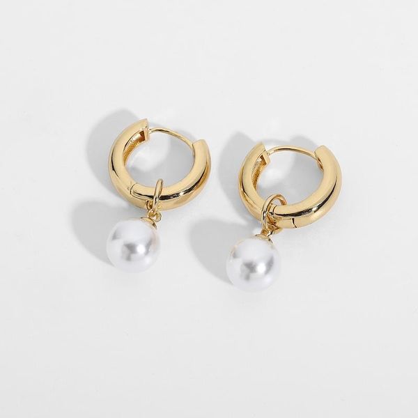 hoop & huggie french style elegant pearl huggies earrings for women girls gold plated brass party jewelry, Golden;silver
hoop & huggie french style elegant pearl huggies earrings for women girls gold plated brass party jewelry, Golden;silver