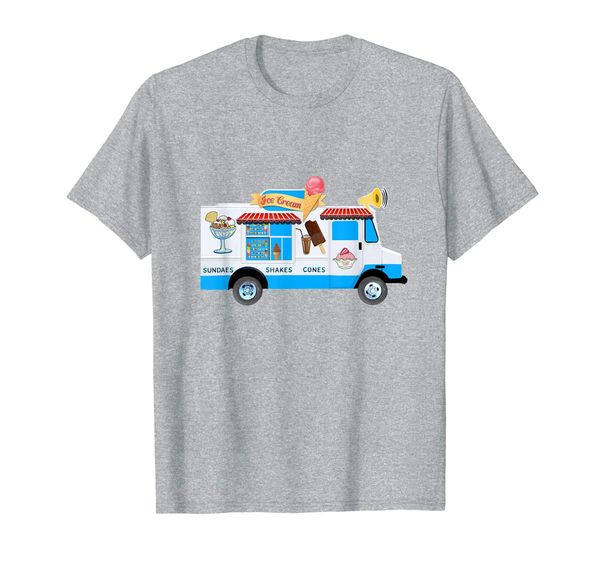 ice cream truck nostalgic t-shirt, White;black
