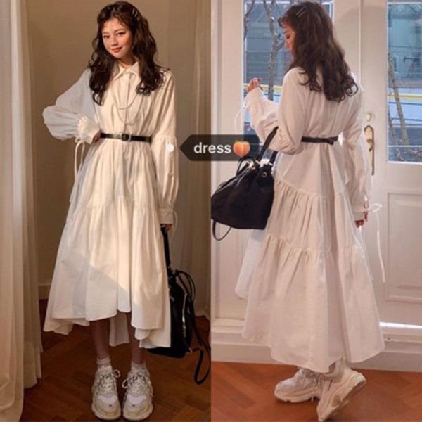 casual dresses women dress long sleeve spring autumn vintage designer collar lapel button up ruched ruffles cotton white female clothes, Black;gray
casual dresses women dress long sleeve spring autumn vintage designer collar lapel button up ruched ruffles cotton white female clothes, Black;gray