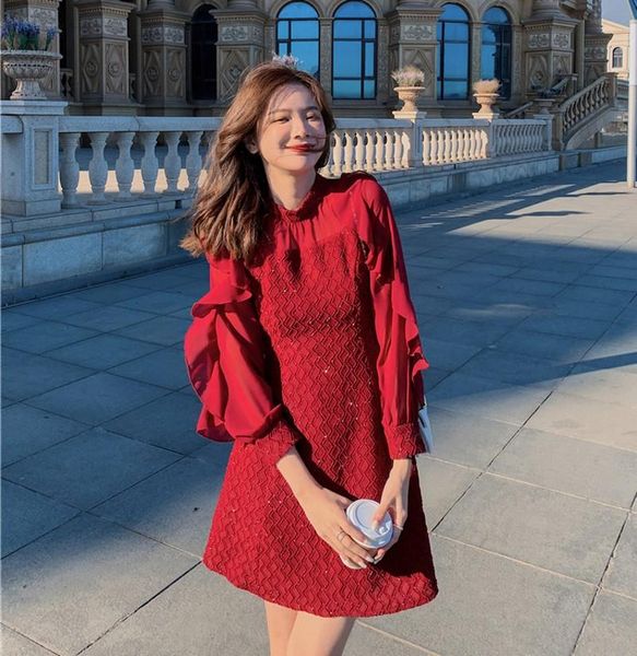 casual dresses arrive fashion spring chiffon patchworking women's stand collar long sleeve ruffles white a line slim holiday, Black;gray
casual dresses arrive fashion spring chiffon patchworking women's stand collar long sleeve ruffles white a line slim holiday, Black;gray