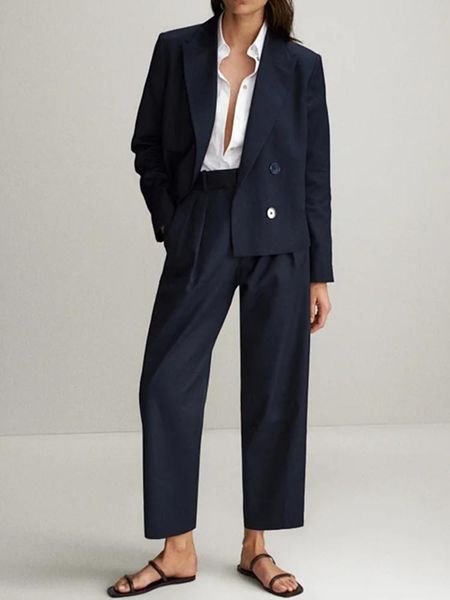 women's tracksuits women blazer suit double-breasted coat lady pleated knee-length pants or long with pockets office wear set 2021, Gray
women's tracksuits women blazer suit double-breasted coat lady pleated knee-length pants or long with pockets office wear set 2021, Gray