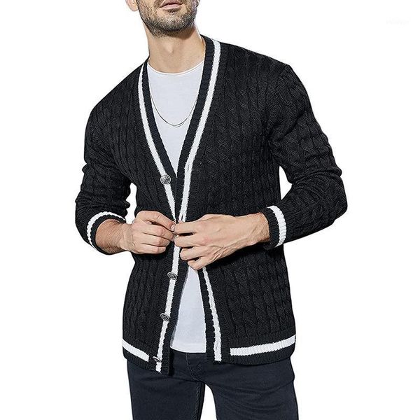 

men's jackets men 2021 autumn winter cardigan color matching long sleeve sweater coat mens clothing casacas para hombre, Black;brown