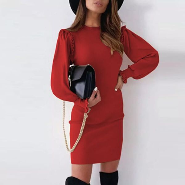 casual dresses autumn office lady fashion ruffles chic women o neck solid all-match dress elegant butterfly long sleeve, Black;gray
casual dresses autumn office lady fashion ruffles chic women o neck solid all-match dress elegant butterfly long sleeve, Black;gray