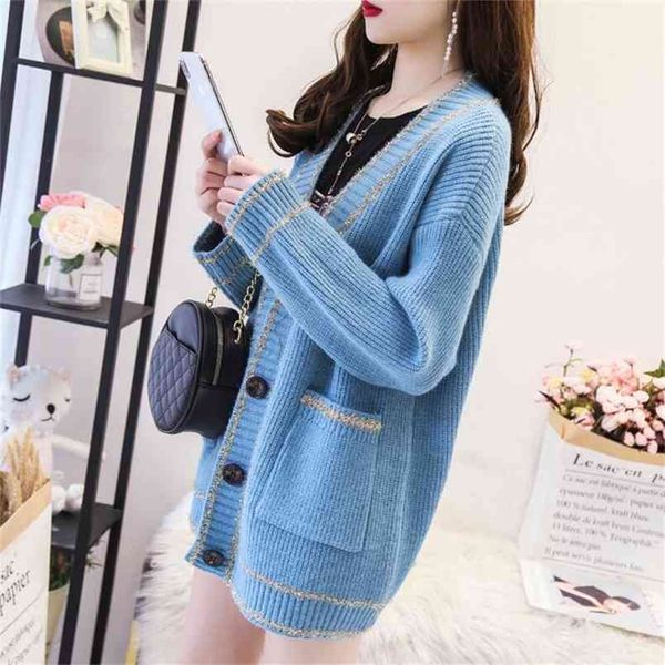coat female sweater in the long section of autumn and winter thick korean version loose college style knit cardigan 210427, White;black
coat female sweater in the long section of autumn and winter thick korean version loose college style knit cardigan 210427, White;black