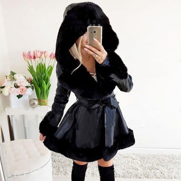 women's leather & faux 2021 autumn winter casual fur clothing jacket fashion womens hooded plus velvet thicken warm long sleeve women, Black
women's leather & faux 2021 autumn winter casual fur clothing jacket fashion womens hooded plus velvet thicken warm long sleeve women, Black