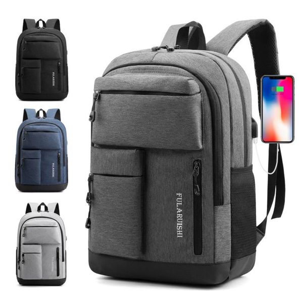 casual usb charging port men's computer bag student school travel backpack