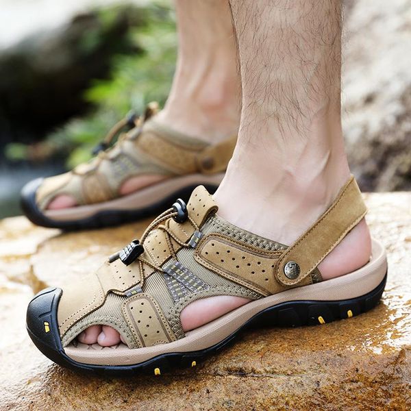 sandals mens genuine leather summer beach men casual shoes outdoor fashion slippers big size 38-47, Black
sandals mens genuine leather summer beach men casual shoes outdoor fashion slippers big size 38-47, Black