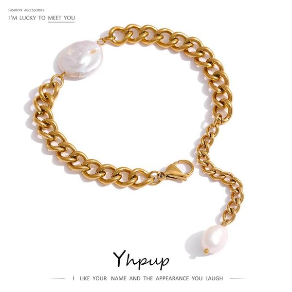 charm bracelets yhpup stainless steel natural pearl bracelet minimalist chain metal gold women 18 k fashion jewelry office gift 2021, Golden;silver
charm bracelets yhpup stainless steel natural pearl bracelet minimalist chain metal gold women 18 k fashion jewelry office gift 2021, Golden;silver