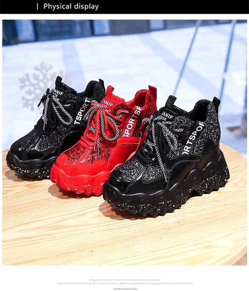 Womens Chunky Sneakers Fashion Brand Design Women Platform Trainers Casual Woman Bling Dad Shoes Ladies Footwear Red Shoes, Black
Womens Chunky Sneakers Fashion Brand Design Women Platform Trainers Casual Woman Bling Dad Shoes Ladies Footwear Red Shoes, Black