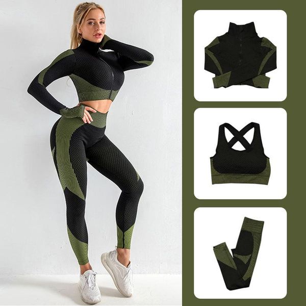 seamless sport suit fitness 3pcs women yoga set gym workout clothes long sleeve crop high waist leggings running sportswear outfit
seamless sport suit fitness 3pcs women yoga set gym workout clothes long sleeve crop high waist leggings running sportswear outfit