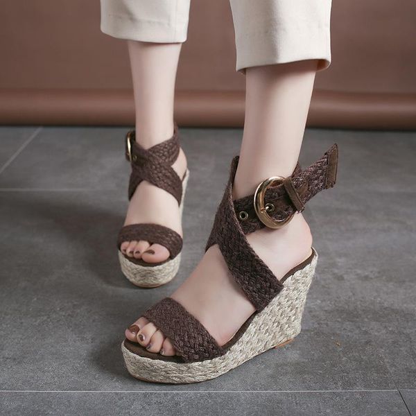 sandals selling fashion women summer large size straw wedge shoes one word buckle all-match high heel women's, Black
sandals selling fashion women summer large size straw wedge shoes one word buckle all-match high heel women's, Black