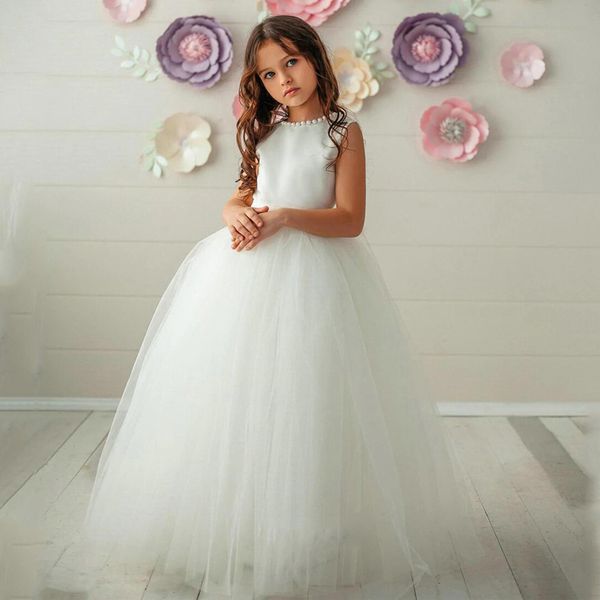 jewel neck flower girls dresses for wedding with pearls sweep train tulle first communion gowns pageant dress, White;blue
jewel neck flower girls dresses for wedding with pearls sweep train tulle first communion gowns pageant dress, White;blue