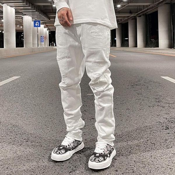 men's jeans zipper hole ripped slim pants straight washed retro oversized streetwear casual denim trousers, Blue
men's jeans zipper hole ripped slim pants straight washed retro oversized streetwear casual denim trousers, Blue
