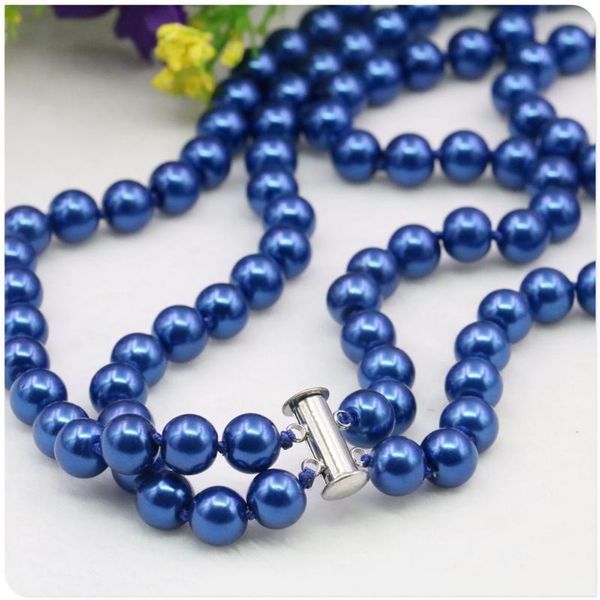 2rows 8mm blue glass pearl shell necklace diy accessories women girl fashion jewelry making design rose clasp hand mand ornament chains, Silver
2rows 8mm blue glass pearl shell necklace diy accessories women girl fashion jewelry making design rose clasp hand mand ornament chains, Silver