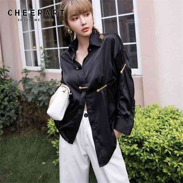 black pin long sleeve blouse satin button up collar korean shirt fall women streetwear fashion clothing 210427, White
black pin long sleeve blouse satin button up collar korean shirt fall women streetwear fashion clothing 210427, White