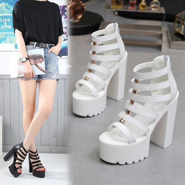 summer waterproof platform women's sandals 14 cm fish mouth wild thick with nightclub catwalk high heels, Black
summer waterproof platform women's sandals 14 cm fish mouth wild thick with nightclub catwalk high heels, Black