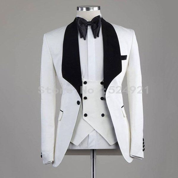 men's suits & blazers groomsmen white groom tuxedos shawl black velvet lapel mens wedding man 3 pieces ( jacket+pants+vest+tie ) c832, White;black
men's suits & blazers groomsmen white groom tuxedos shawl black velvet lapel mens wedding man 3 pieces ( jacket+pants+vest+tie ) c832, White;black