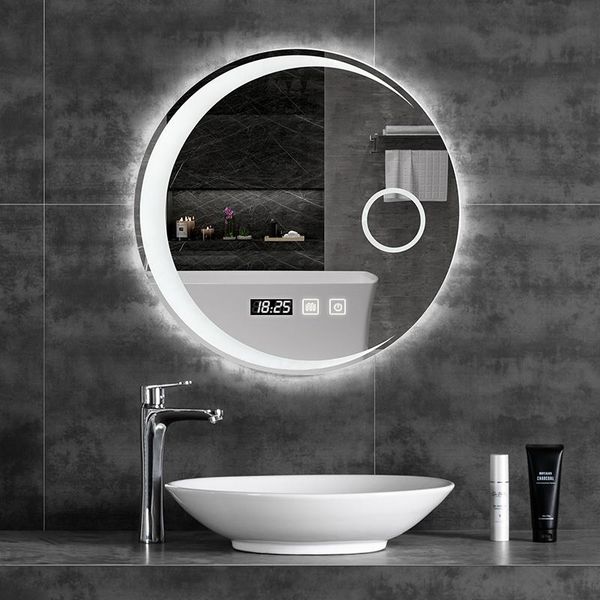 mirrors 50/60/70/80cm round moon shape smart makeup bathroom mirror 3color adjustable led light with bluetooth speaker brightness switch
mirrors 50/60/70/80cm round moon shape smart makeup bathroom mirror 3color adjustable led light with bluetooth speaker brightness switch