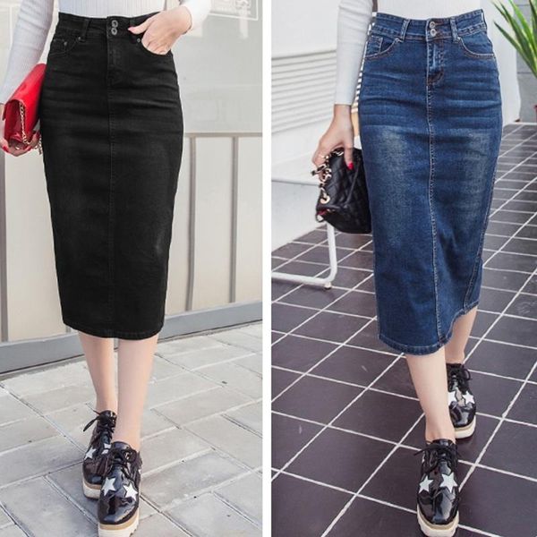 skirts women denim skirt vintage button high waist black blue slim pencil ladies office jeans long
skirts women denim skirt vintage button high waist black blue slim pencil ladies office jeans long