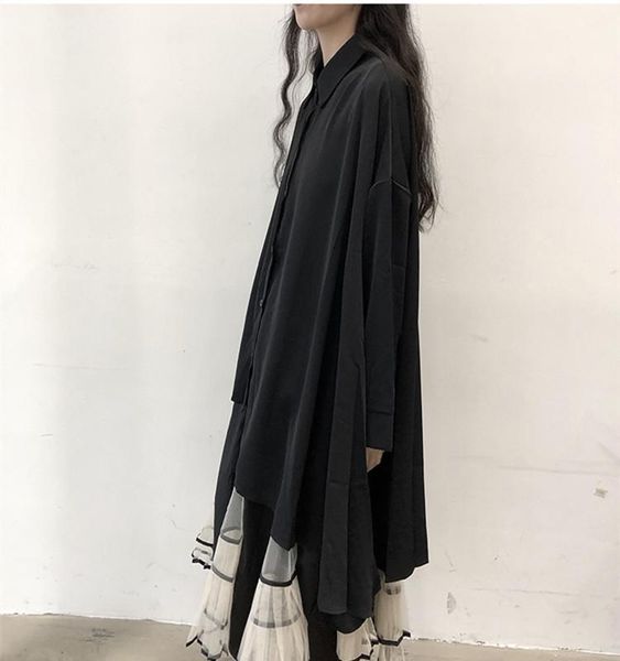 women's blouses & shirts large yamamoto dark draping shirt irregular hem black versatile medium length straight, White
women's blouses & shirts large yamamoto dark draping shirt irregular hem black versatile medium length straight, White