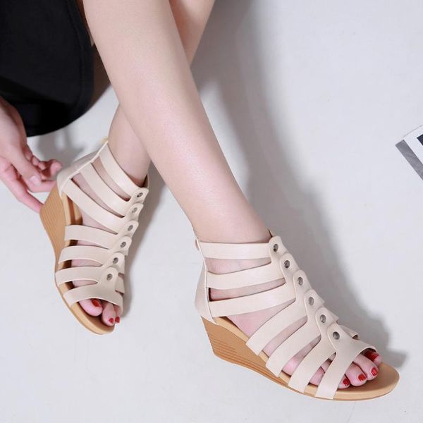 women's bohemia high heel sandals zipper single shoes ladies wedges escarpins femme 2021 #3, Black
women's bohemia high heel sandals zipper single shoes ladies wedges escarpins femme 2021 #3, Black