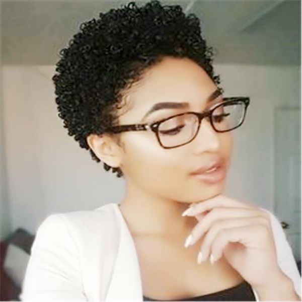 short afro curly human hair wigs for black women brazilian remy full machine made african american pixie wig, Black;brown
short afro curly human hair wigs for black women brazilian remy full machine made african american pixie wig, Black;brown