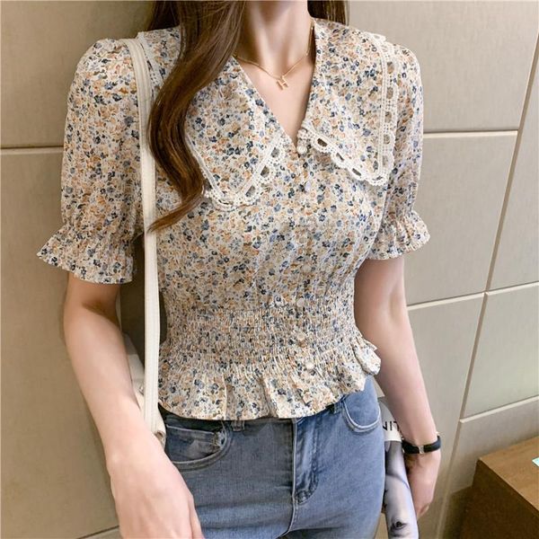 women's blouses & shirts 2021 summer retro french floral chiffon short sleeve shirt puff lace edge western style female, White
women's blouses & shirts 2021 summer retro french floral chiffon short sleeve shirt puff lace edge western style female, White