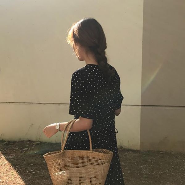 women dresses summer polka dot slim waist bandage long dress female vintage vestidos with belt sundress robe longue femme zomer, Black;gray
women dresses summer polka dot slim waist bandage long dress female vintage vestidos with belt sundress robe longue femme zomer, Black;gray