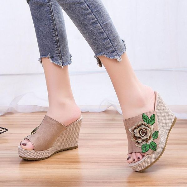 women sandals 2021 flower embroidery pu leather wedges female flip flop casual beach shoes summer ladies, Black
women sandals 2021 flower embroidery pu leather wedges female flip flop casual beach shoes summer ladies, Black