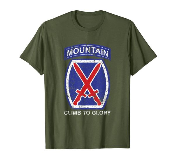 10th mountain division t shirt climb to glory - 20324, White;black