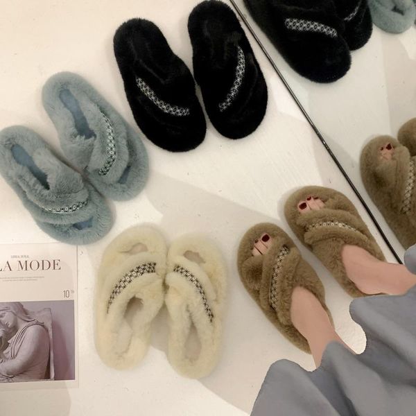 slippers large size winter women fluffy house cozy faux fur cross floor indoor slides female furry warm shoes for home, Black
slippers large size winter women fluffy house cozy faux fur cross floor indoor slides female furry warm shoes for home, Black