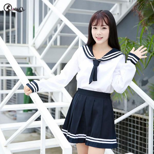 two piece dress 2021 japanese school uniforms tie anime cos sailor suit skirt jk navy students clothes for girl cosplay costume, White
two piece dress 2021 japanese school uniforms tie anime cos sailor suit skirt jk navy students clothes for girl cosplay costume, White
