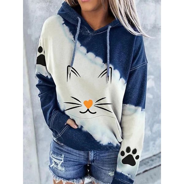 women's cat pattern party pullover hooded sweatshirt graphic 3d printing round neck long sleeve casual fall winter, Black
women's cat pattern party pullover hooded sweatshirt graphic 3d printing round neck long sleeve casual fall winter, Black