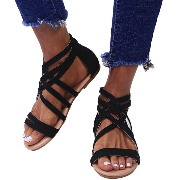 summer women flat sandals zipper cross strap shoes gladiator 2021 low heels roman open toe sandale femme, Black
summer women flat sandals zipper cross strap shoes gladiator 2021 low heels roman open toe sandale femme, Black