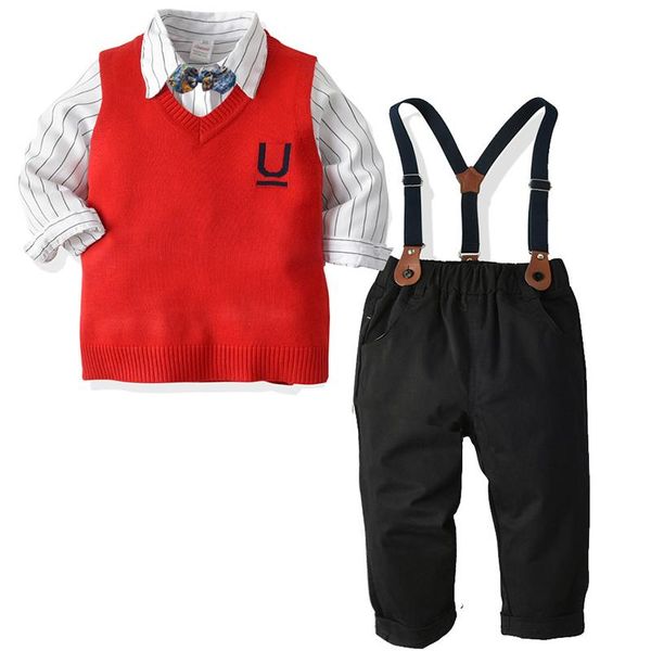 clothing sets boys gentleman striped shirt + knitted vest strap trousers set kids children's suit autumn winter clothes, White
clothing sets boys gentleman striped shirt + knitted vest strap trousers set kids children's suit autumn winter clothes, White